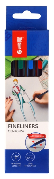 Cienkopisy MemoBe 0,4mm 4kol. op. kartonowe MC100-99-04